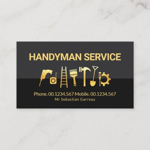 Gold Handyman Tools Grey Shade Layer Business Card