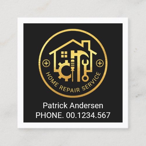 Gold Handyman Tools Home Board Square Business Card