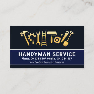Gold Handyman Tools Home Renovation Remodeling Business Card