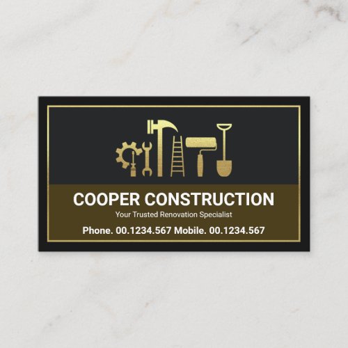 Gold Handyman Tools Letter C Logo Construction Business Card