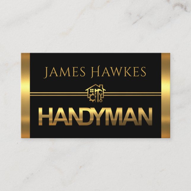 Gold Handyman Tools Panels Business Card (Front)