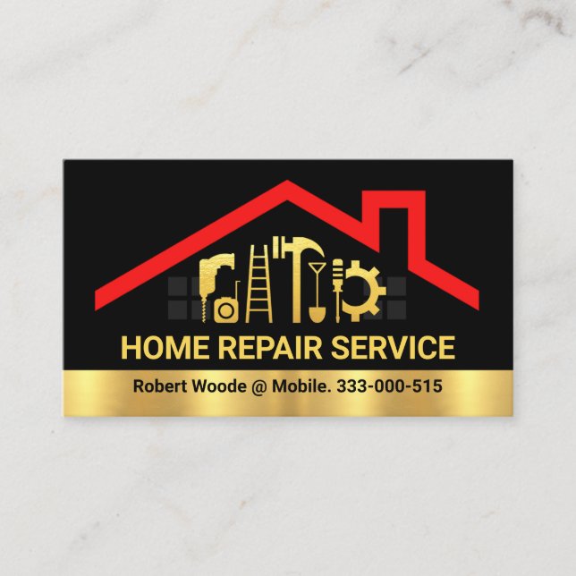 Gold Handyman Tools Roof Frame  Business Card (Front)