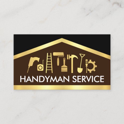 Gold Handyman Tools Rooftop Business Card