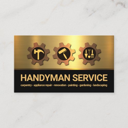 Gold Handyman Tools Sprocket Business Card