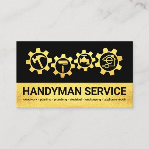 Gold Handyman Tools Sprocket Business Card