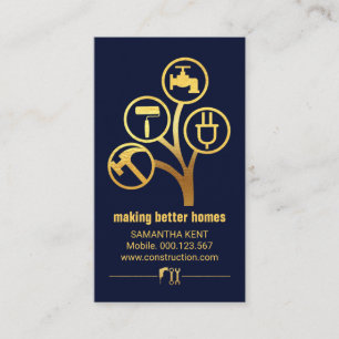 Gold Handyman Tools Tree Business Card