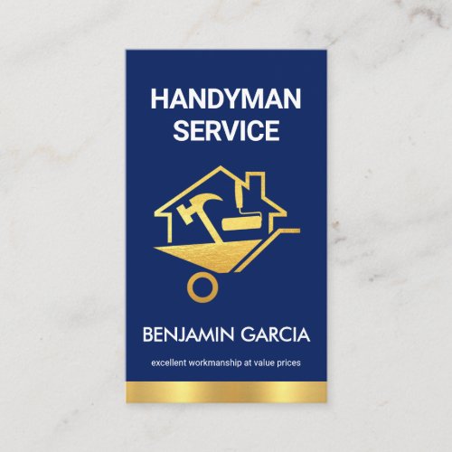 Gold Handyman Tools Wheelbarrow Business Card