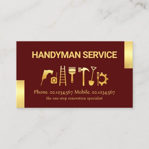 Gold Handyman Tools With Gold Tabs Business Card
