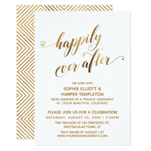 Hily Ever After Wedding Invitations Zazzle Gold Hily Ever After Post Wedding Celebration Invitation