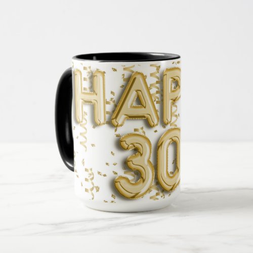 Gold Happy 30th Birthday Mug