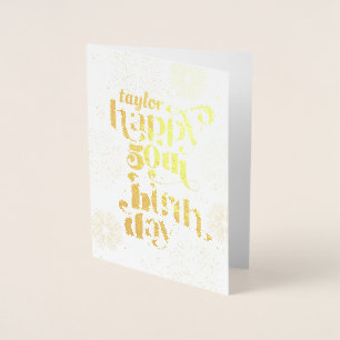 Gold Happy 50th Birthday With Name Greeting Card