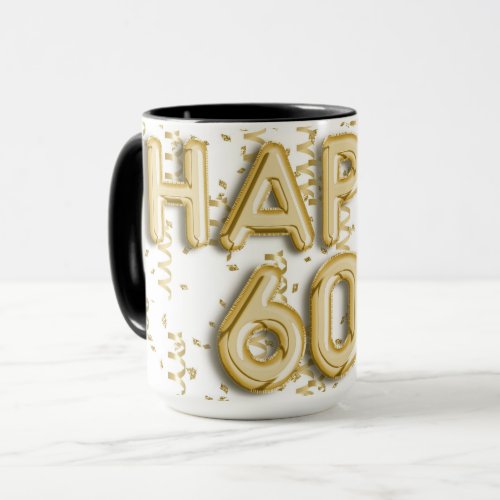 Gold Happy 60th Birthday Mug