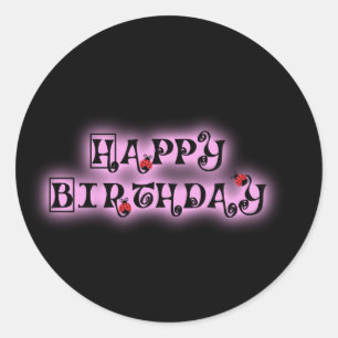 Gold Happy Birthday Classic Round Sticker