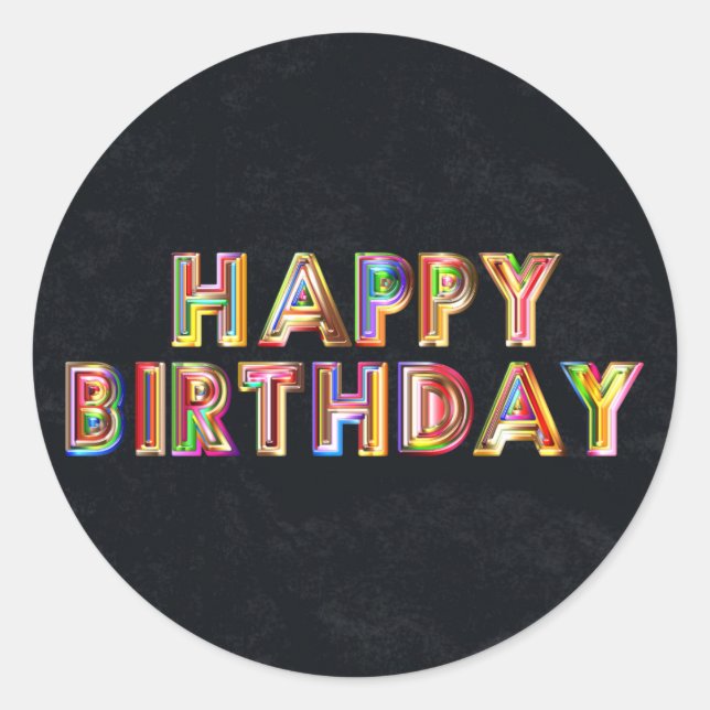 Gold Happy Birthday Classic Round Sticker (Front)