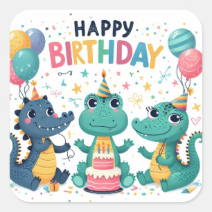 Gold Happy Birthday Classic Round Sticker