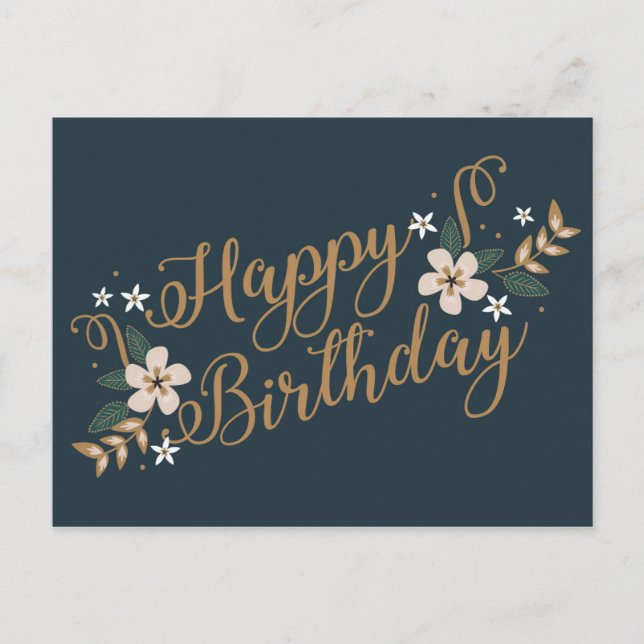 Gold Happy Birthday Postcard (Front)