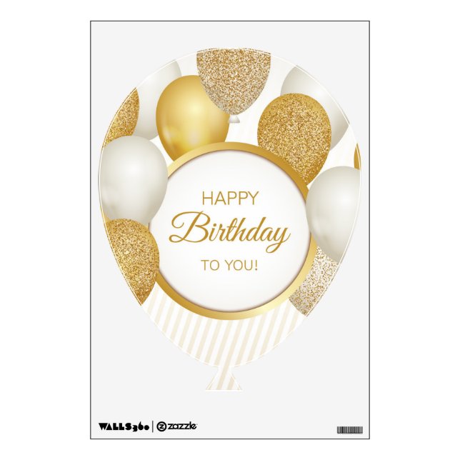 Gold Happy Birthday Wall Decal (Front)