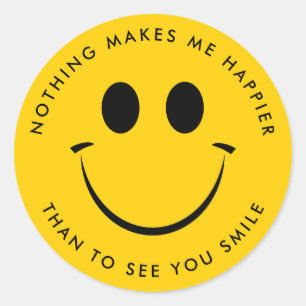 Gold Happy Face Personalized Classic Round Sticker