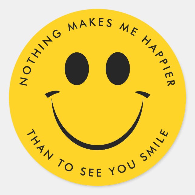 Gold Happy Face Personalized Classic Round Sticker (Front)