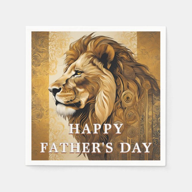 Gold Happy Fathers Day Napkins (Front)