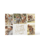 Gold Happy Holidays Five Photos Holiday Card