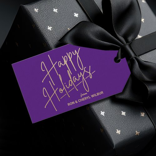 Gold Happy Holidays Luxe Purple Gift Tags