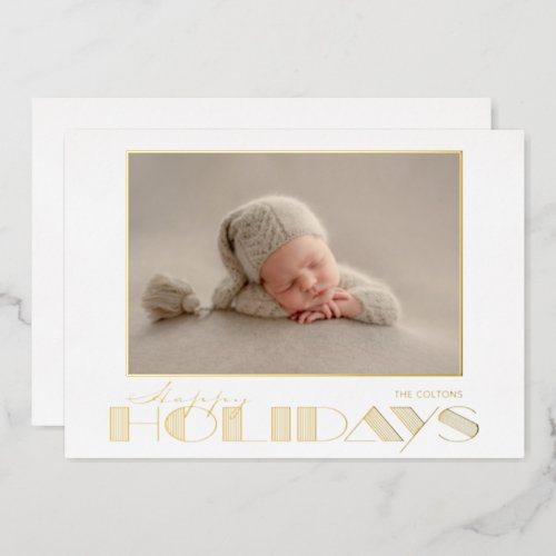 Gold Happy Holidays Photo Foil Holiday Card