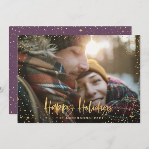 Gold happy holidays stars 1 photo Christmas Holiday Card