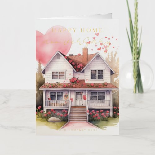 Gold  Happy Home Anniversary Realty  Foil Greeting Card