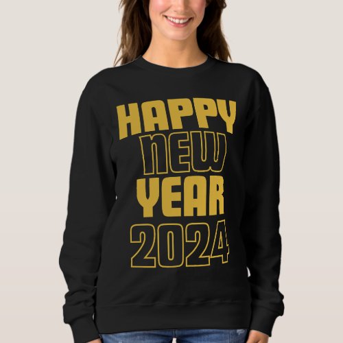 Gold Happy New Year 2024 Novelty blk Sweatshirt