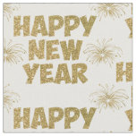gold happy new year fireworks fabric