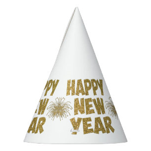 gold happy new year fireworks party hat