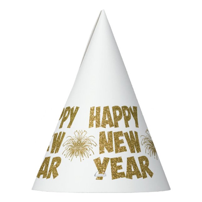gold happy new year fireworks party hat (Left)