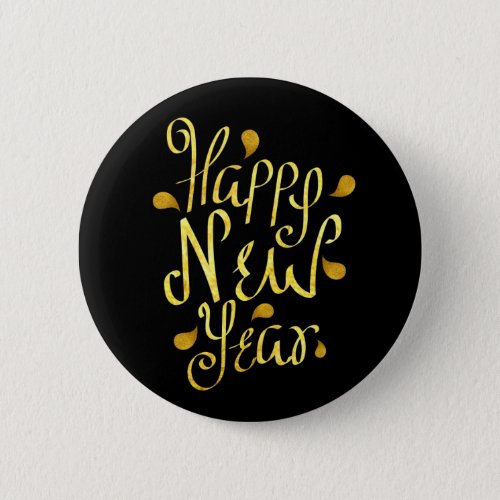Gold Happy New Year Pinback Button