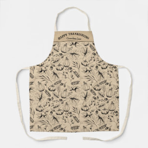 Gold Happy Thanksgiving Fall Harvest Custom Apron