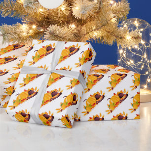 Gold Happy Thanksgiving Pumpkin Wrapping Paper