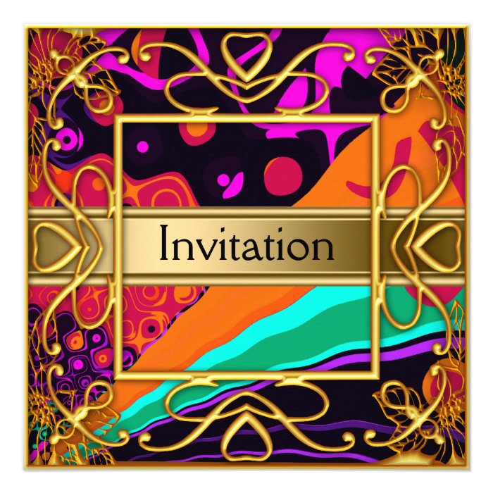 Gold Harlequin Invitation Party Any Party