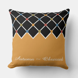 Gold Harlequin Pattern Fall Throw Pillow