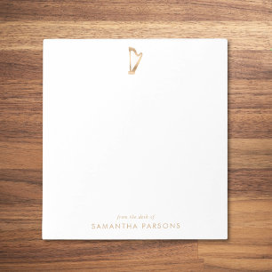 Gold Harp Simple Elegant Music Teacher Notepad
