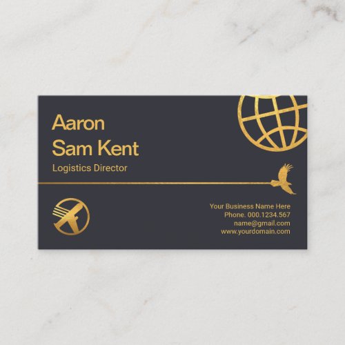 Gold Hawk Line Global Blue Logistics Supply Business Card