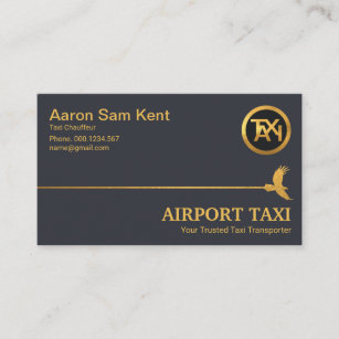 Gold Hawk Sky Line Elegant Blue Airport Taxi Business Card