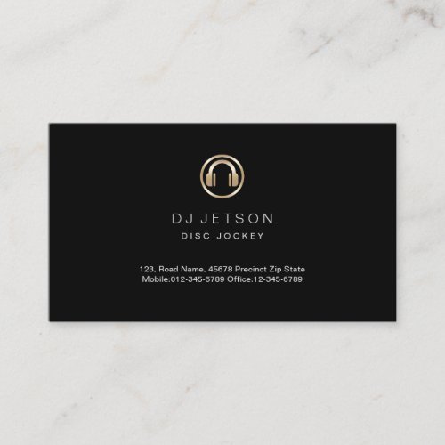 Gold Headphones Icon Disc Jockey Business Card