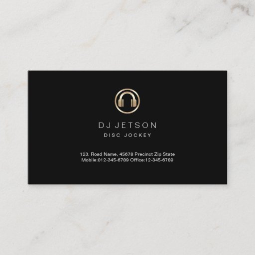 Customizable Gold Headphones Icon Disc Jockey Business Card