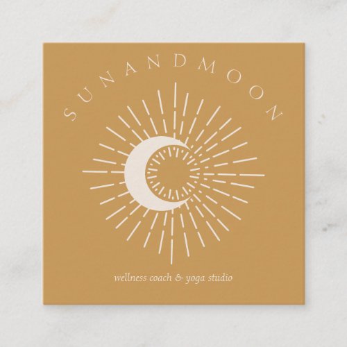 Gold Healing Sun Moon Spiritual Solar Energy Square Business Card