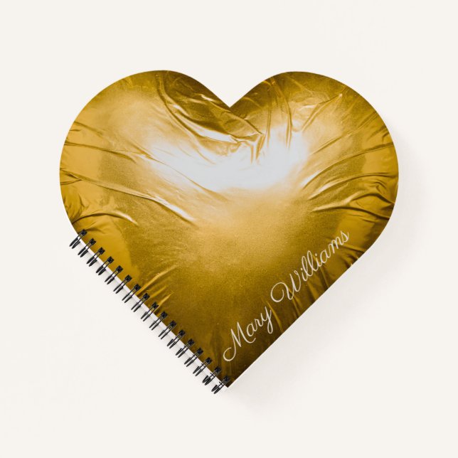 Gold Heart 3D Elegant Modern Valentine Notebook (Front)