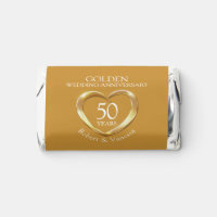 Gold heart 50th wedding anniversary custom name
