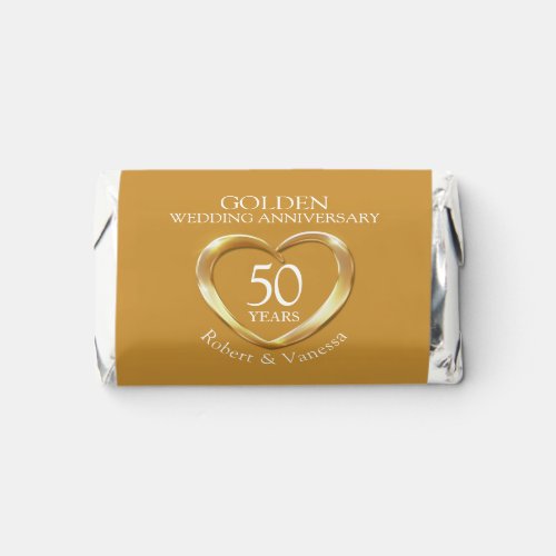 Gold heart 50th wedding anniversary custom name   hersheys miniatures