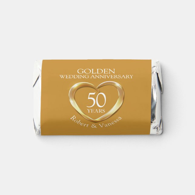 Gold heart 50th wedding anniversary custom name   hershey's miniatures (Front)
