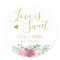 Gold Heart and Pink Floral Love is Sweet Wedding