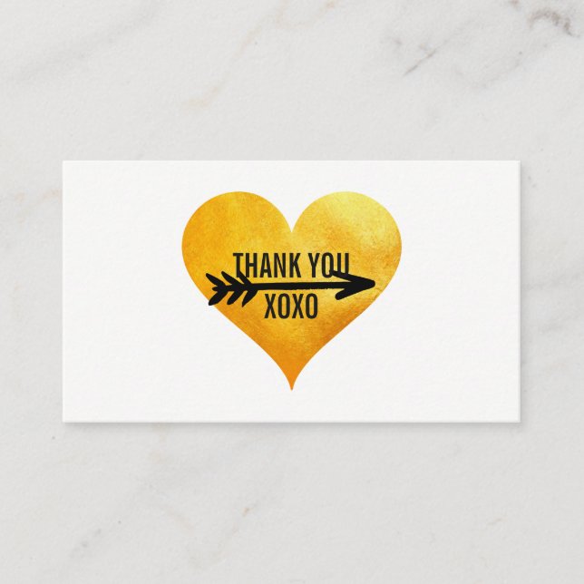 Gold Heart / Arrow / Thank You Business Card (Front)